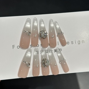 f164往日云烟千金感爆猫眼美甲气质贴片可拆卸显白爆闪高级穿戴甲