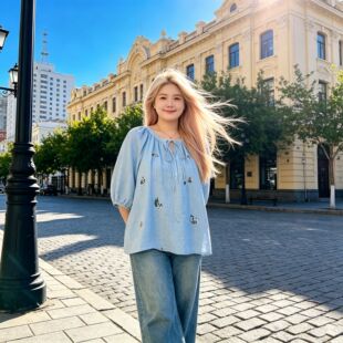 特大码300斤胖mm夏季新款美式刺绣衬衫女系带灯笼袖娃娃衫上衣潮