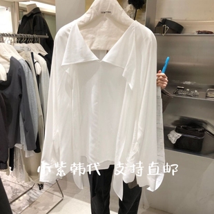 TEMPTING韩国东大门代购2026春女装新款系扣翻领长袖衬衫女