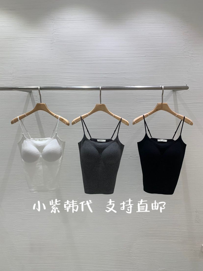LUCY SALON韩国东大门代购2025秋季新百搭纯色无袖带胸垫吊带背心