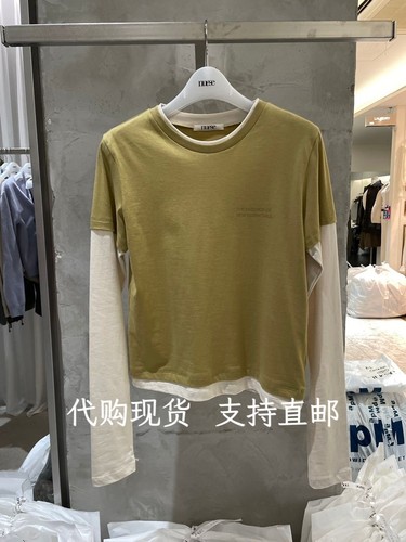 韩代NUESE韩国东大门2026秋女装新款时尚百搭圆领假两件长袖T恤女