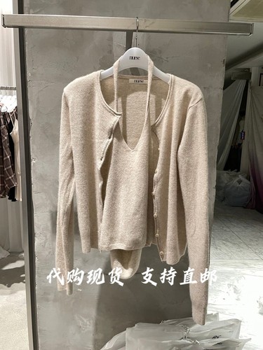 NUESE韩国东大门2026秋季新款女装时尚百搭针织开衫+吊带背心女