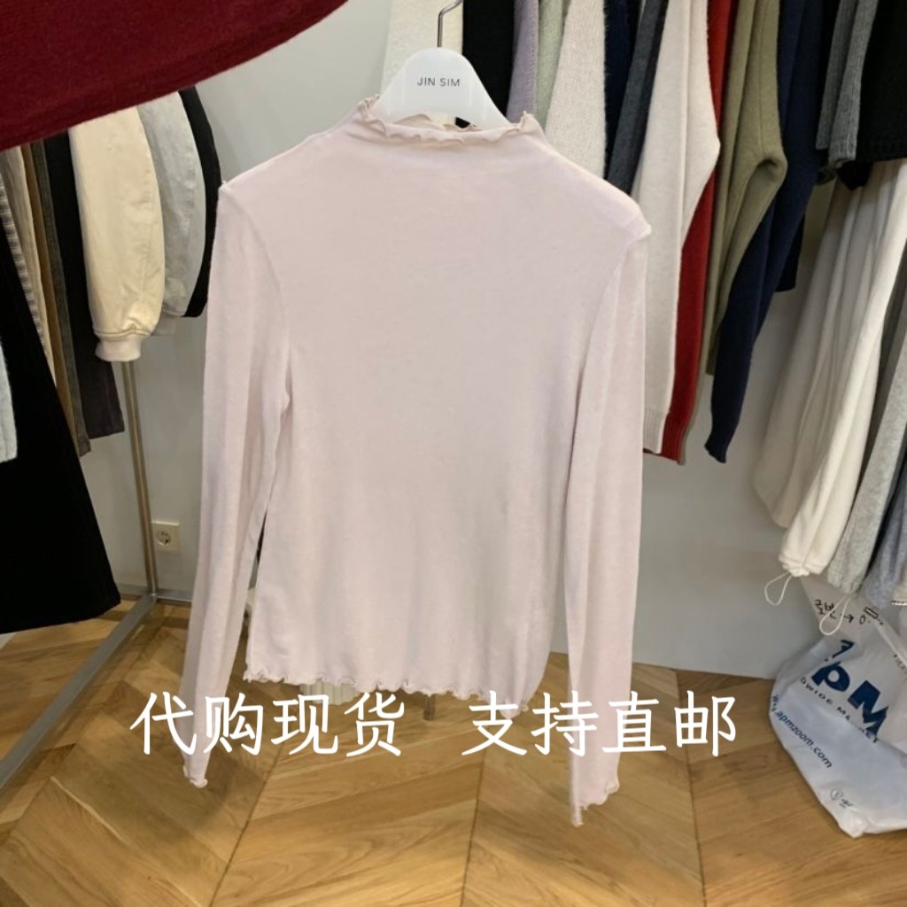 韩代JINSIM韩国东大门2026秋冬女装新款时尚木耳边打底衫T恤女