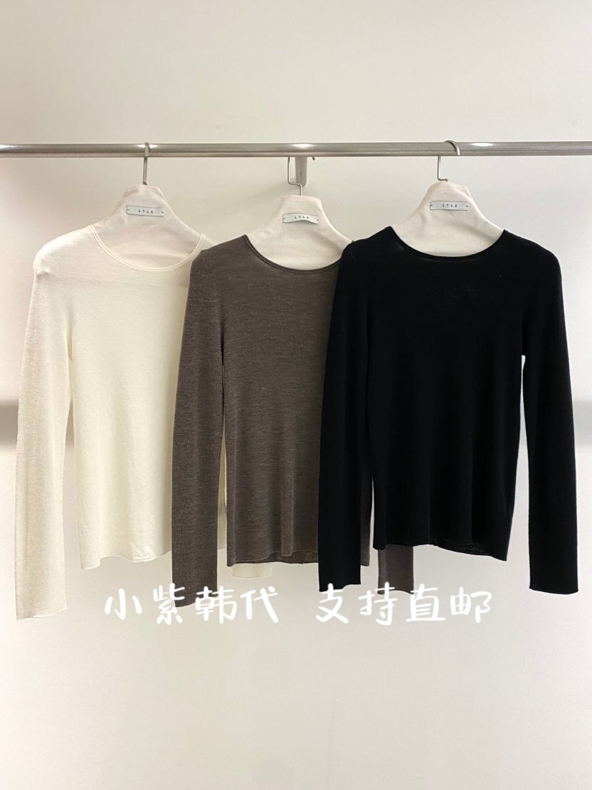 圆领长袖针织衫女休闲百搭上衣