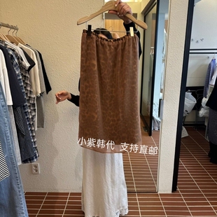 韩国东大门代购CHOI-L 26春新款女装网纱豹纹松紧腰半身裙女