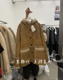 BREATHE韩国东大门代购2025秋冬装新款时尚百搭连帽加绒大衣女