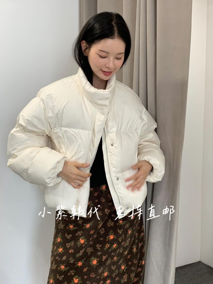 韩国代购立领羽绒服女