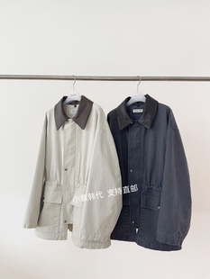 韩国东大门代购ERUME 26春新款女装拼色翻领休闲收腰款风衣外套