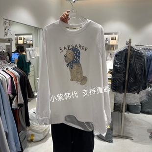 韩国东大门代购COMBO 26春女装新款卡通印花圆领宽松长袖T恤女