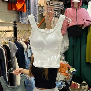 蕾丝拼接修身 26春夏新款 胸垫一体吊带背心女 3COL代购 韩国东大门