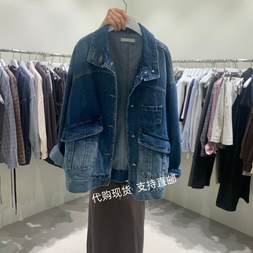 VENIR-A韩国东大门 2026秋季新款女装时尚大口袋系扣百搭牛仔外套
