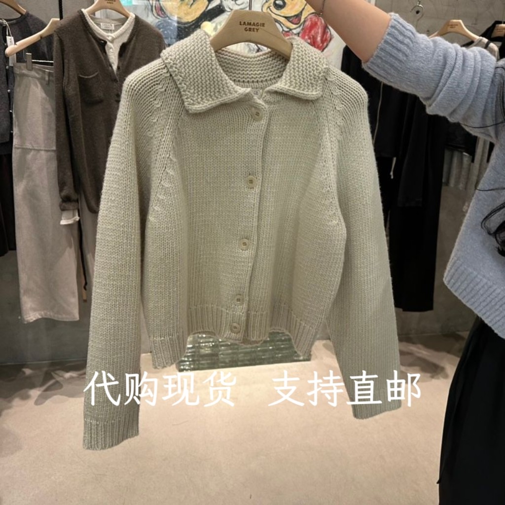 韩代LAMAGIEPIE韩国东大门2026秋冬女装新款时尚翻领毛衣外套女图片