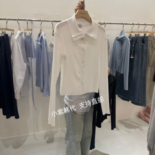 韩国东大门代购BAGUETTE-P 26春女装新款气质显瘦系扣长袖针织衫