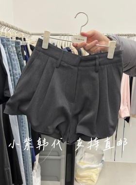 BREATHE韩国东大门代购2026春季新款纯色百搭压褶休闲短裤女