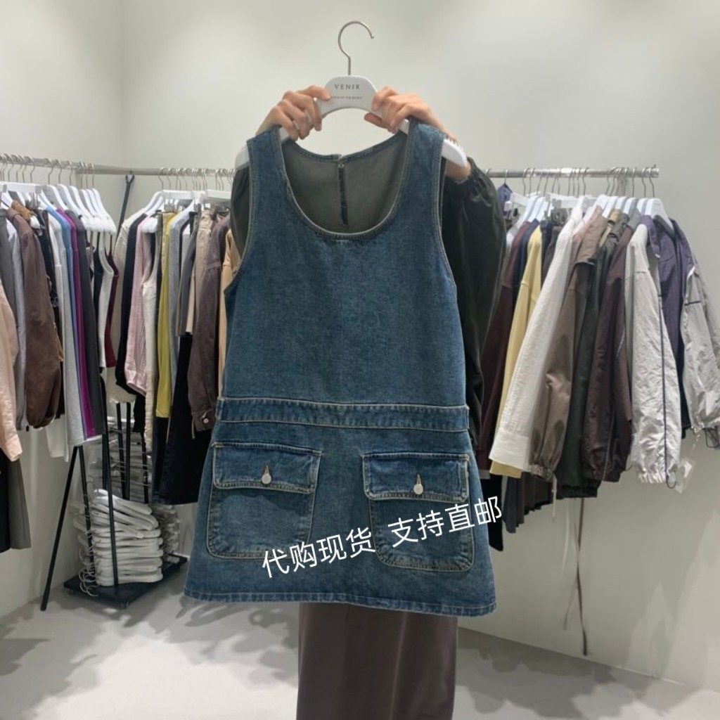 韩国东大门正品VENIR-A 26秋新款女装时尚百搭无袖牛仔连衣裙女图片