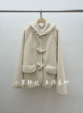 COMETE韩国东大门代购2025秋冬新款时尚百搭连帽牛角扣长袖外套女