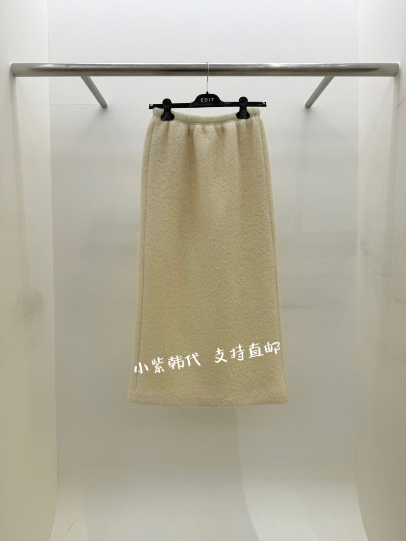 韩国东大门代购EDIT25冬新款气质百搭高腰显瘦直筒开叉半身长裙女