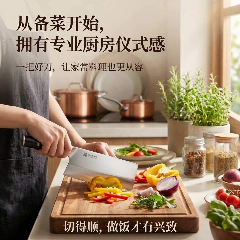 尚厨铬钼钢耐热耐磨耐腐蚀菜刀 斩切一体菜刀 斩切两用菜刀