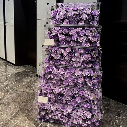 客厅永生花高级感真花茶几花盒紫色摆件送女生结婚礼物520圣诞节