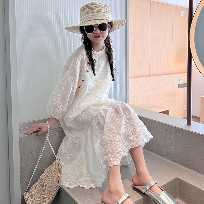 女童连衣裙2026新款春夏季女孩洋气新中式裙子国刺绣中大童仙女裙