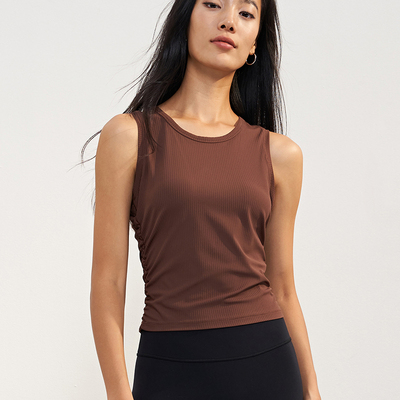 春夏螺纹瑜伽健身背心收腰显瘦健身运动上衣无袖T恤藏肉