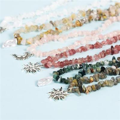 Crystal Colorful Crushed Stone Necklace Chain彩色碎石项链