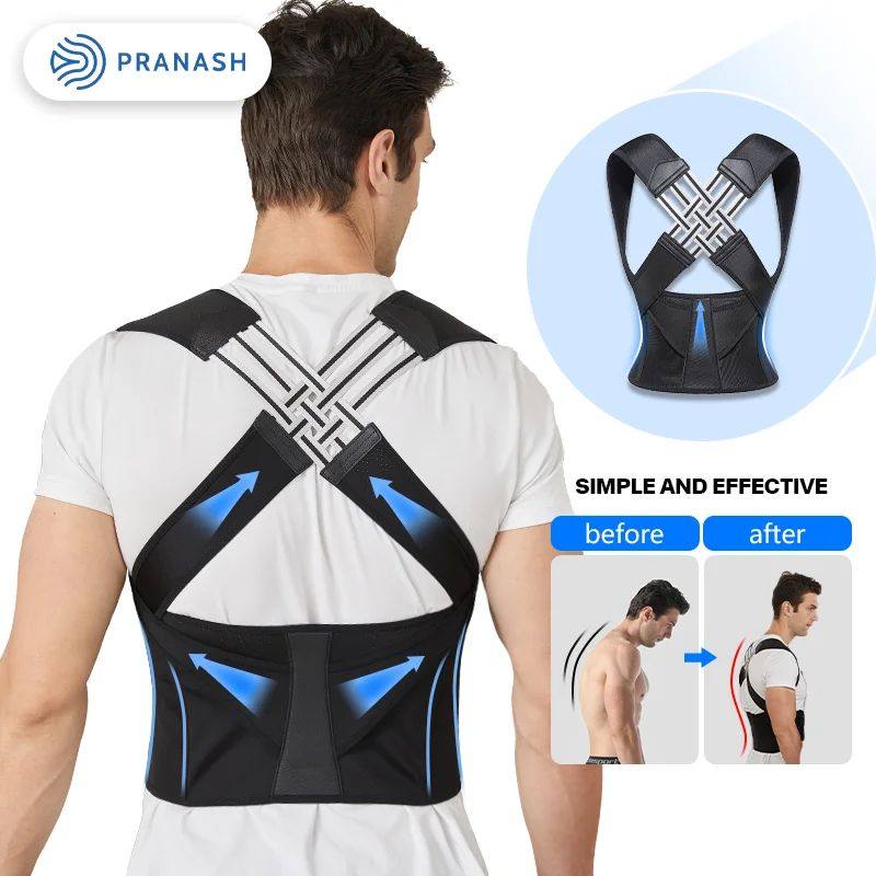 Adjustable back posture correction strap with anti hunchback