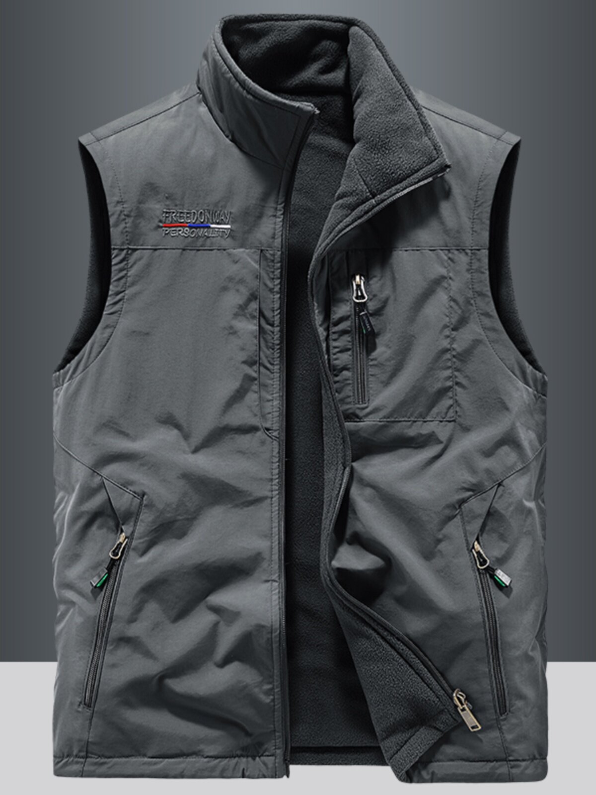 AUTUMN AND WINTER DOUBLE-SIDED VEST MENS OUTDOOR SPORTS FLEECE VEST POLAR FLEECE VEST PLUS VELVET VEST SLEEVELESS JACKET
