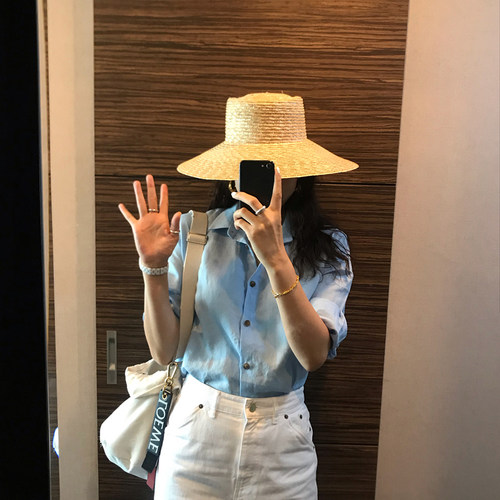 草帽逛街法式女春夏大檐光板