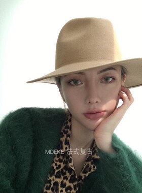 ［丹秋］澳洲羊毛呢礼帽毛毡帽时尚网红同款保暖法式复古帽子女