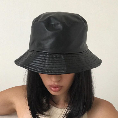 盆帽度假法式女秋冬皮质