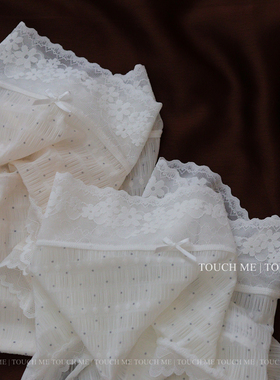 touchme法式复古泡泡云纱裸感内裤女透气薄款纯棉抑菌裆中腰3条装