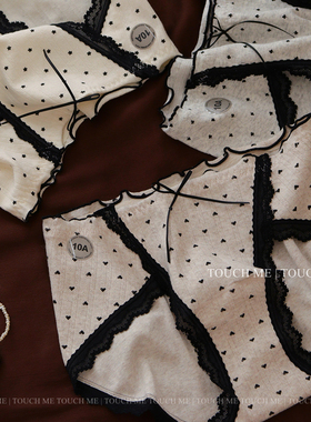 touchme法式复古高开衩纯棉内裤女透气柔软10A抑菌加长裆中腰3条