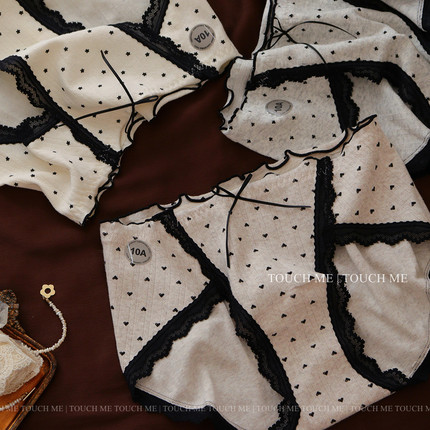 touchme法式复古高开衩纯棉内裤女透气柔软10A抑菌加长裆中腰3条