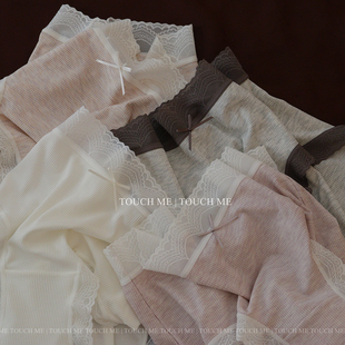 touchme法式 女透气抑菌纯棉裆舒适中高腰包臀3条 彩棉螺纹柔软内裤