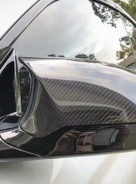 宝马改装包围M2CF87M3F80M4F82F83改OEM牛角款碳纤维倒车后视镜壳