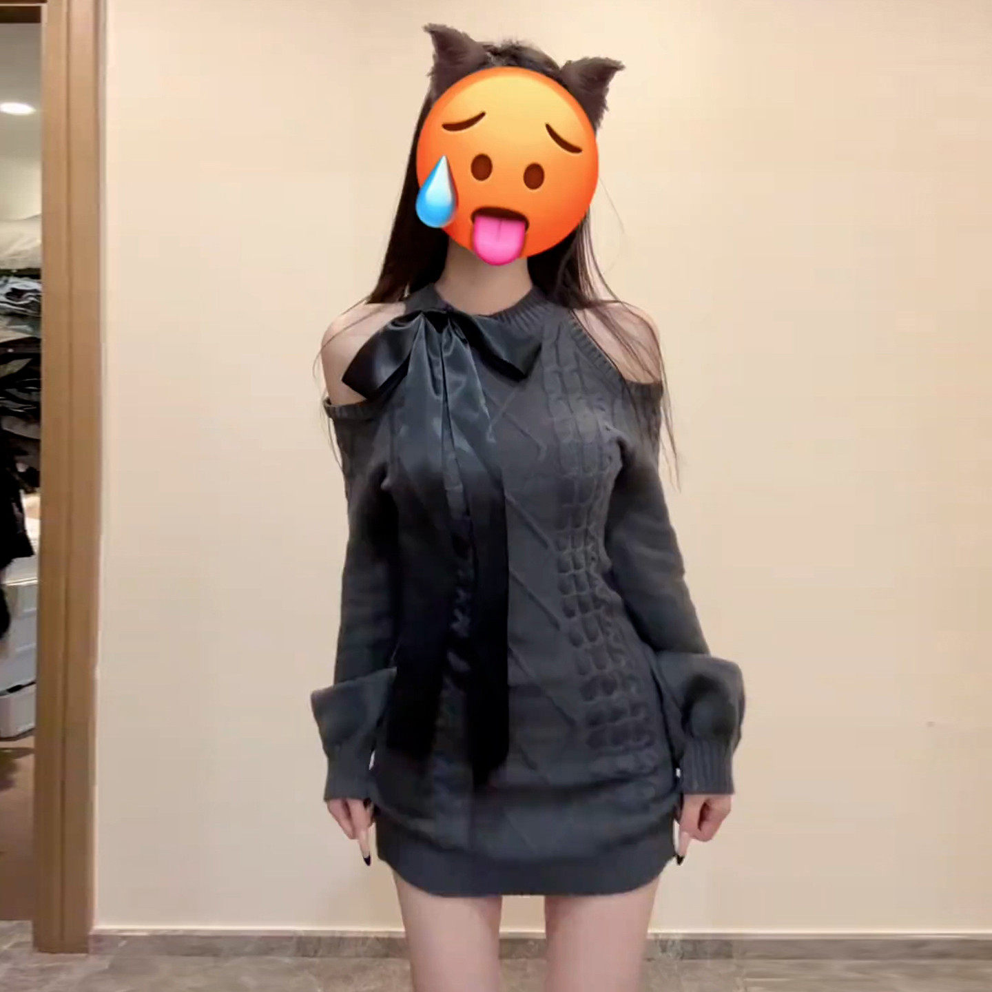 韩系巨好看的针织毛衣连衣裙子女装秋冬季2026新款小个子包臀短裙