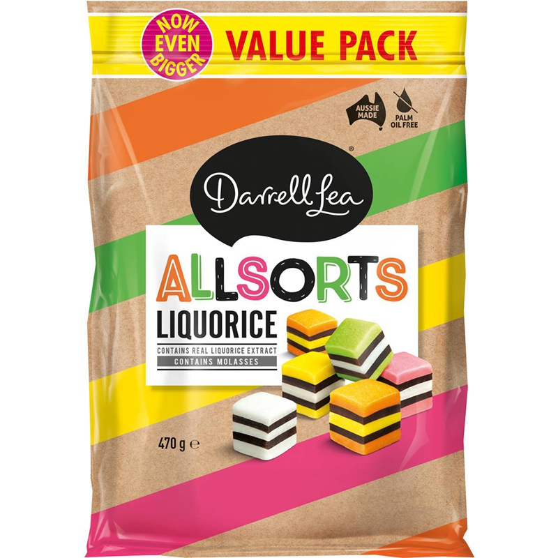 Darrell Lea Liquorice Allsorts Share Bag 混合甘草味糖果 470g 零食/坚果/特产 牛奶巧克力 原图主图