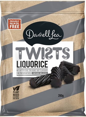 Darrell Lea Liquorice Twists 甘草味糖果 280g 澳洲代购