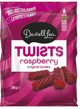 Darrell Lea Twists Raspberry Liquorice 280g 覆盆子甘草味糖果