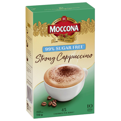 Moccona Coffee Sachets 99% Sugar Free Strong Cappuccino 110g