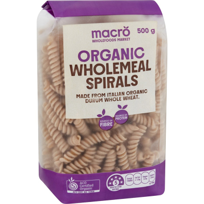 Macro Organic Wholemeal Spirals 500g有机全麦意大利意面通心粉