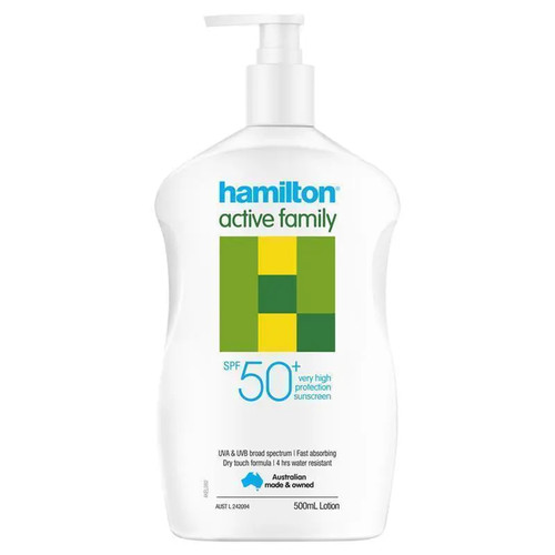 Hamilton Sun SPF 50+ Active Family Lotion 500ml 防晒霜 澳洲