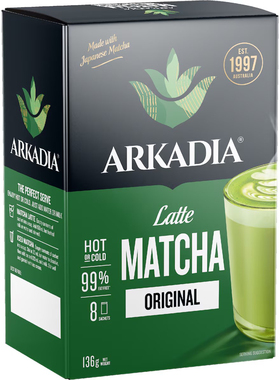 Arkadia Latte Matcha Sachets Original 136g 抹茶拿铁饮品澳洲