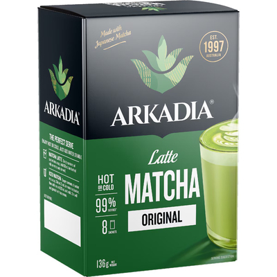 Arkadia Latte Matcha Sachets Original 136g 抹茶拿铁饮品澳洲