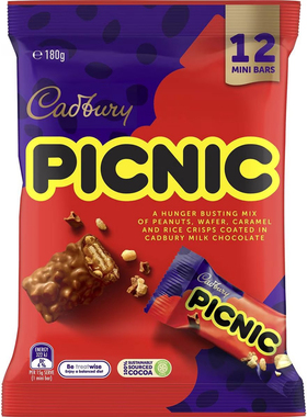Cadbury Picnic Chocolate Sharepack 吉百利野餐巧克力 澳洲180g