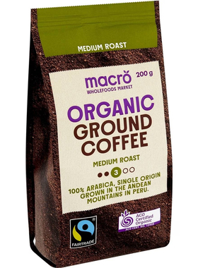 Macro Organic Fairtrade Ground Coffee Medium 中度咖啡粉 200g