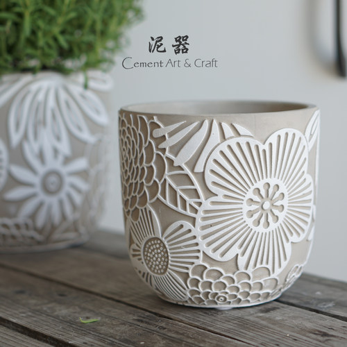 泥器水泥广东简约透气花盆多肉