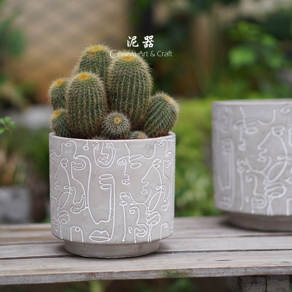 水泥简约现代透气大口径花盆