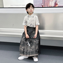 男童夏季短袖马面裙汉服套装2025新款儿童高级新中式古装国风唐装